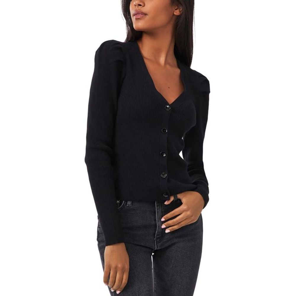 Riley & Rae Womens Black Ribbed Cozy Layering Cardigan Sweater Top NWT